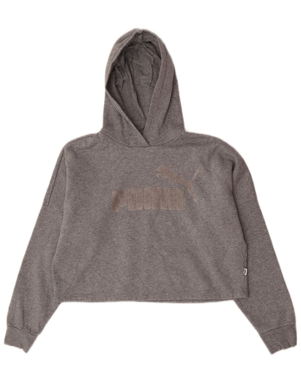 Puma Girls Graphic Crop Hoodie Jumper 13-14 år Grå Bomuld