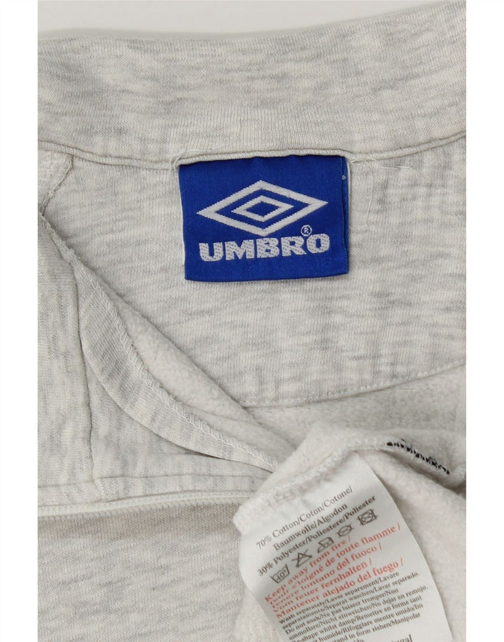 Umbro Herre Grafisk Zip Neck Sweatshirt Jumper Large Grå Flecked Bomuld
