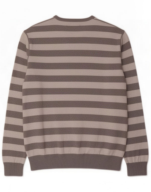 Gap Herre sweater med rund hals, stor grå stribet bomuld
