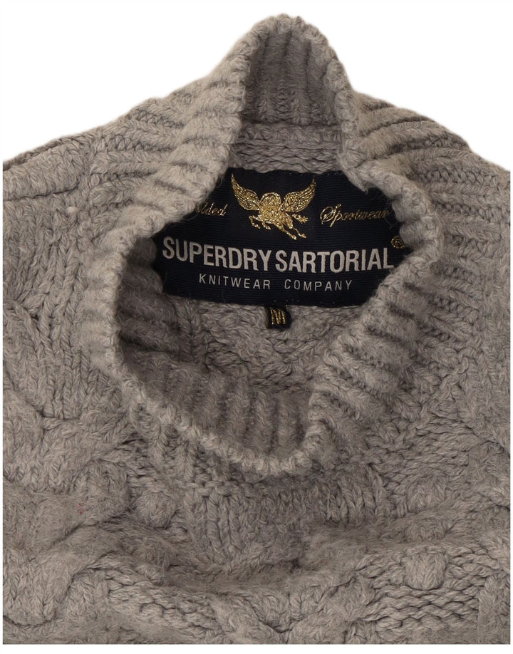 Superdry Dame Oversized Turtle Neck Sweater UK 14 Medium Grey