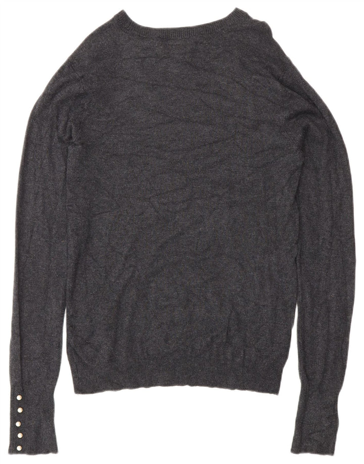 Zara Dame Boat Neck Jumper Sweater UK 12 Medium Grey Viscose