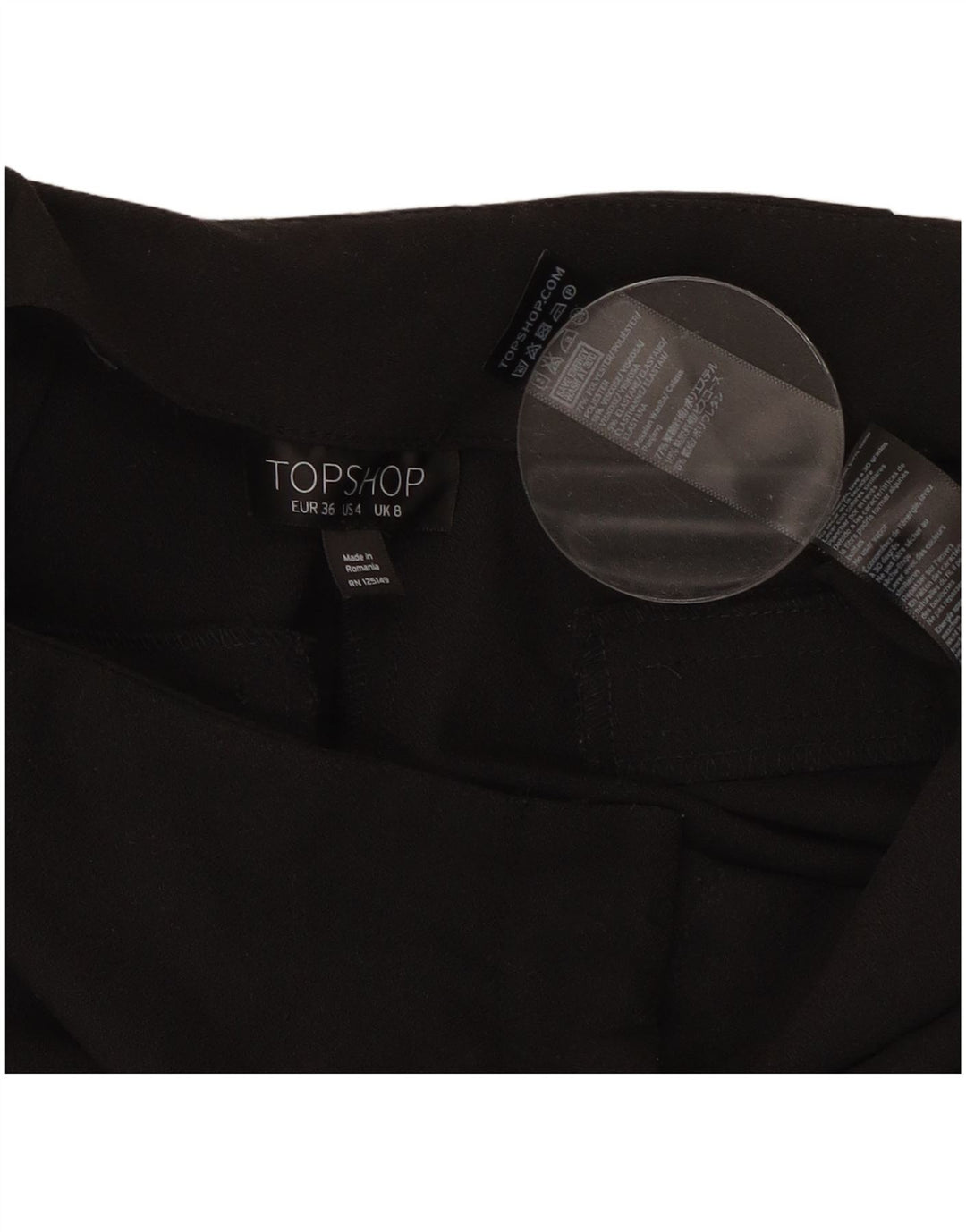 Topshop Dame Capri Bukser UK 8 Small W27 L22 Sort Polyester