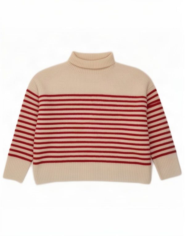 Zara Womens Crop Roll Neck Jumper Sweater UK 16 Large Off White Stribet