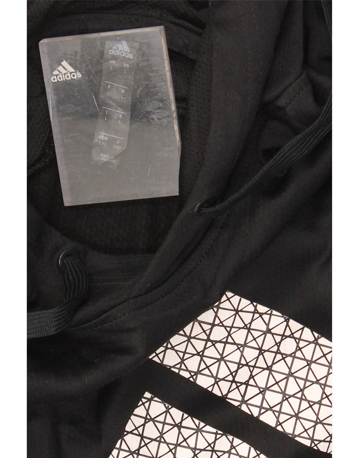 ADIDAS Mens Climawarm Graphic Hoodie Jumper Large Black Polyester