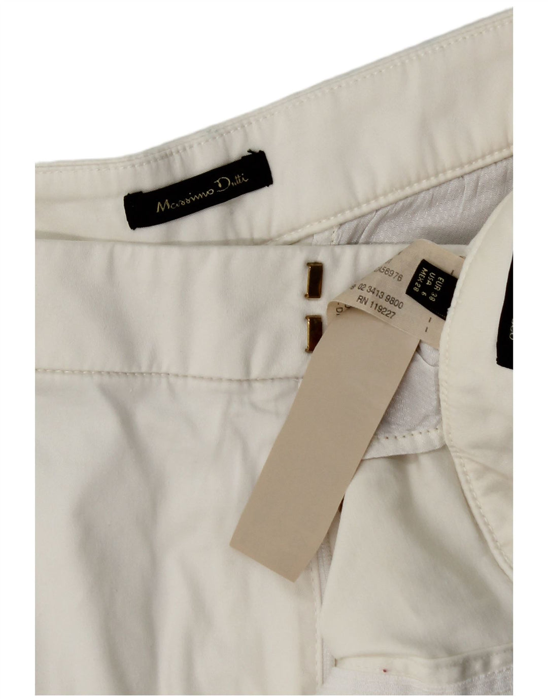 Massimo Dutti Dame Chino Shorts EU 38 Small W28 White Bomuld