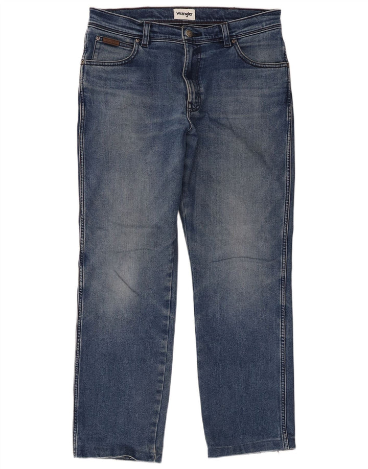Wrangler Herre Texas Straight Jeans W34 L29 Blå Bomuld