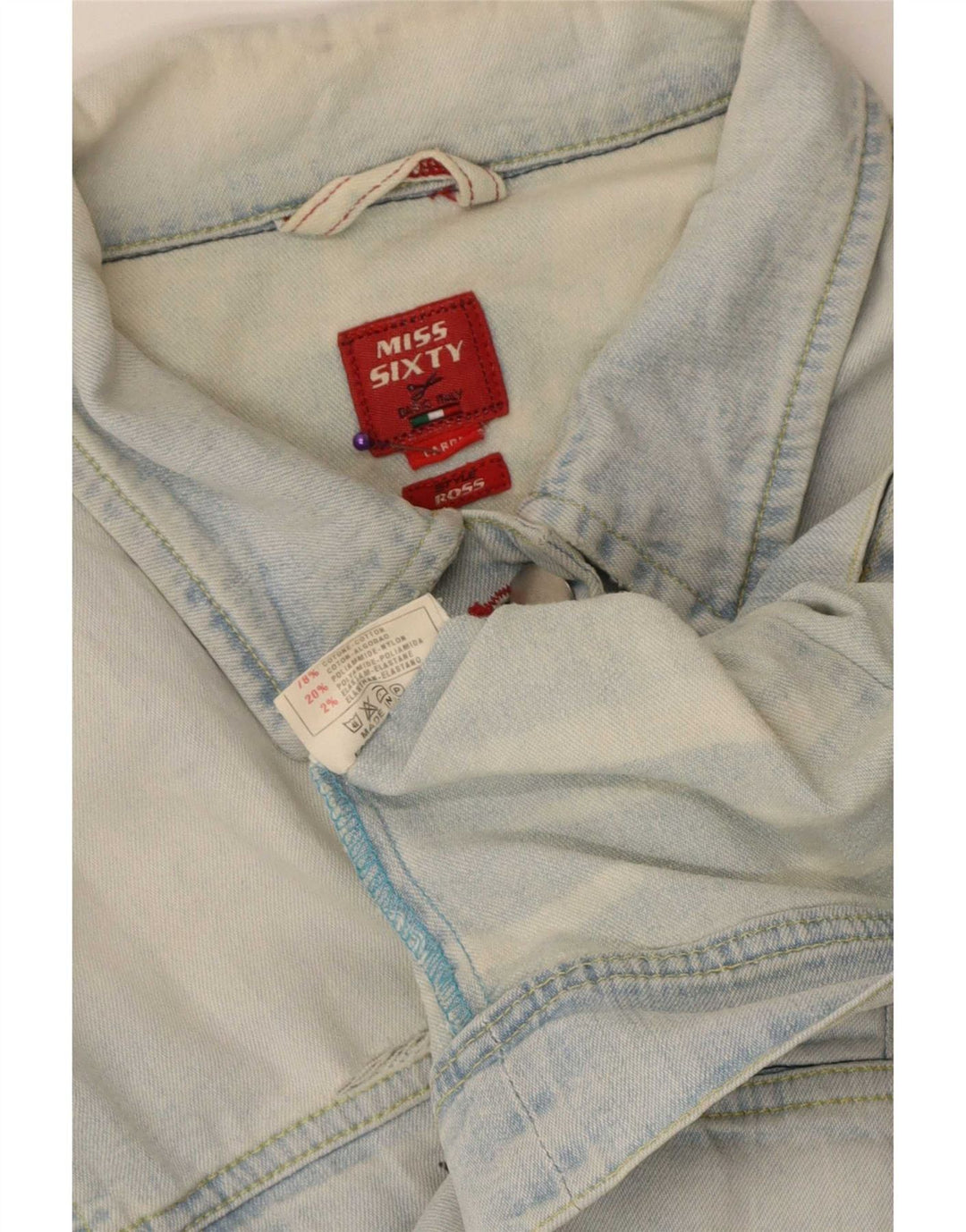 Miss Sixty Womens Crop Denim Jacket UK 14 Large Blue Cotton