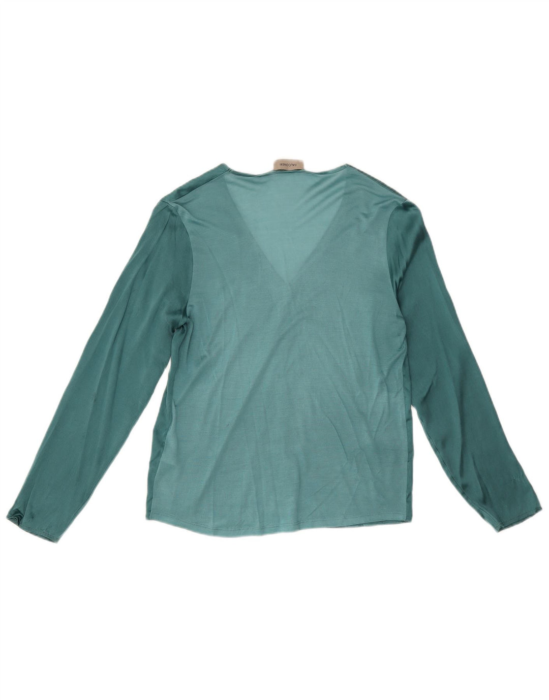 Falconeri Dame Langærmet Bluse Top UK 10 Small Green Colourblock Silke