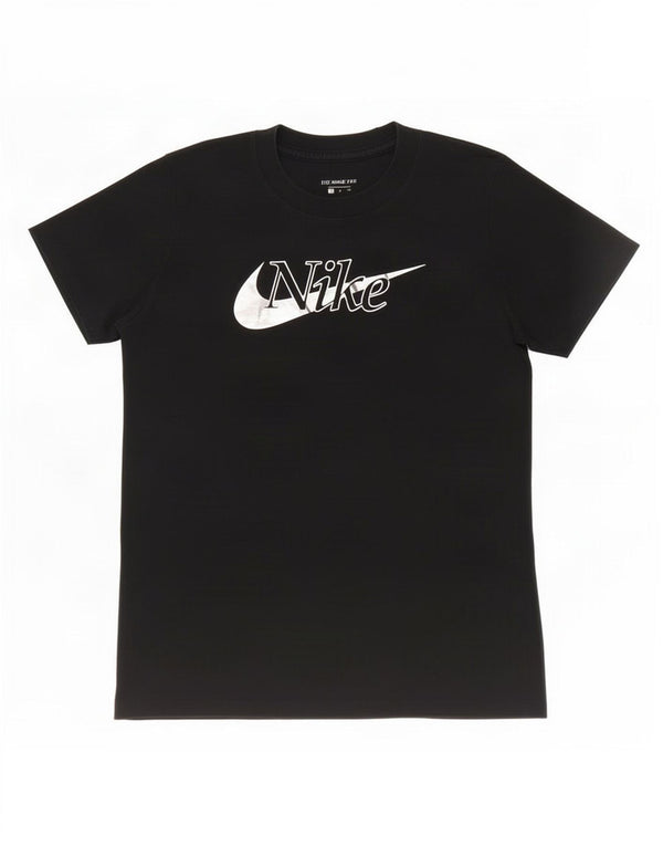Nike Grafisk T-Shirt Top UK 10 Small Black Bomuld