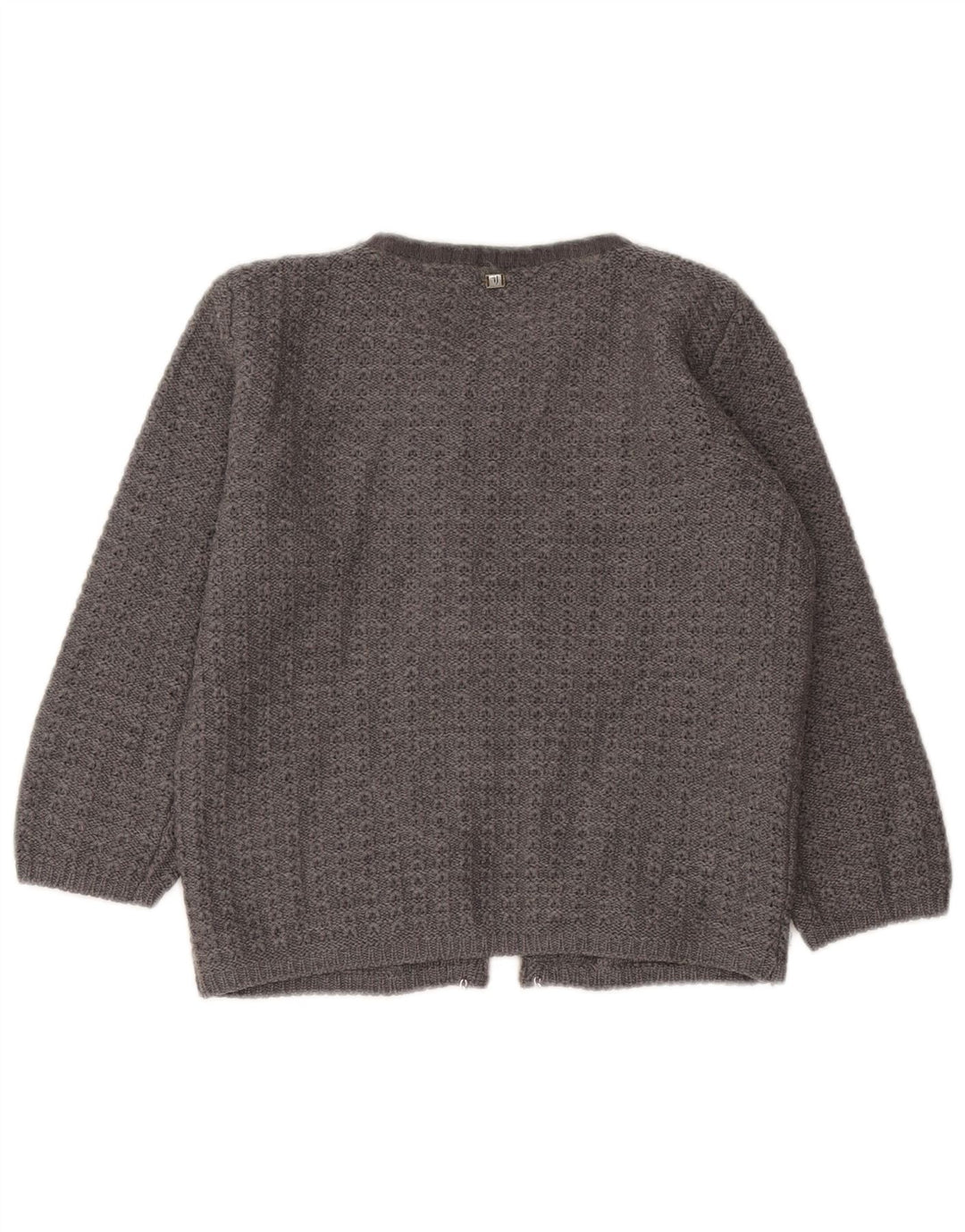 Trussardi Jeans Dame 3/4-ærmet Crop Cardigan Sweater UK 12 Mellemgrå