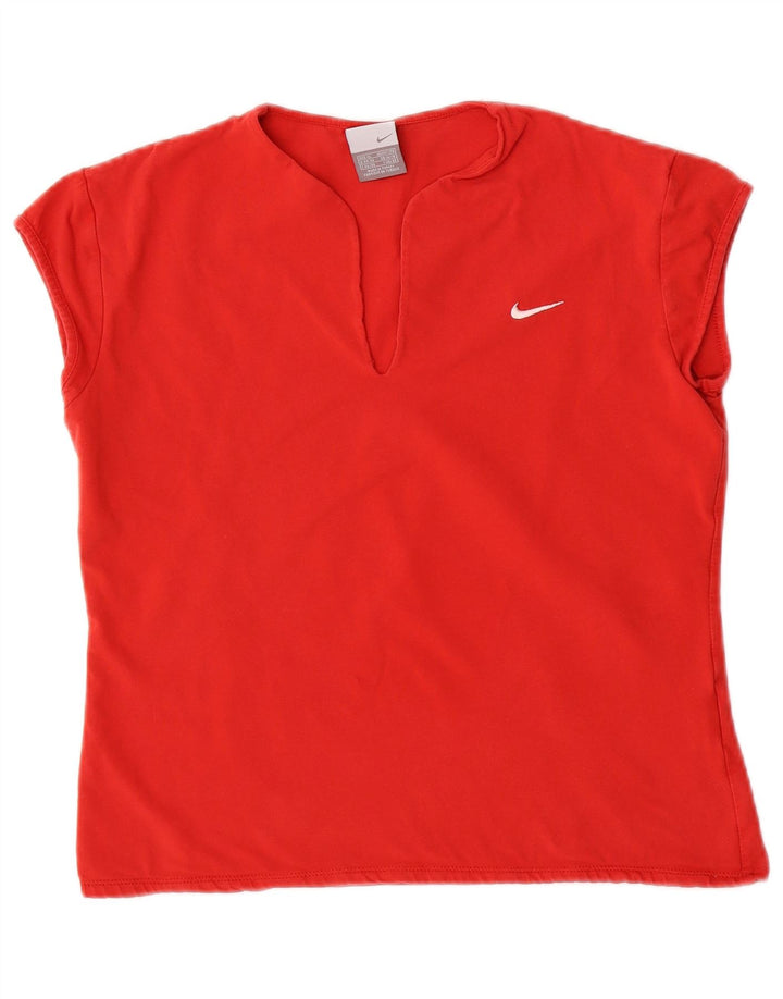 NIKE Womens Crop T-Shirt Top UK 16/18 XL Rød Bomuld