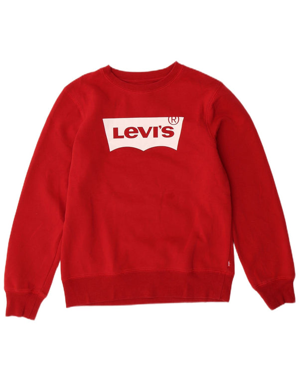 LEVI'S Boys Grafisk Sweatshirt Jumper 13-14 år Rød Bomuld