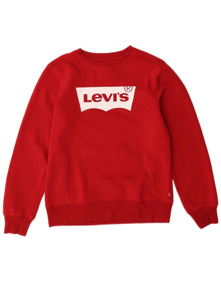 LEVI'S Boys Grafisk Sweatshirt Jumper 13-14 år Rød Bomuld