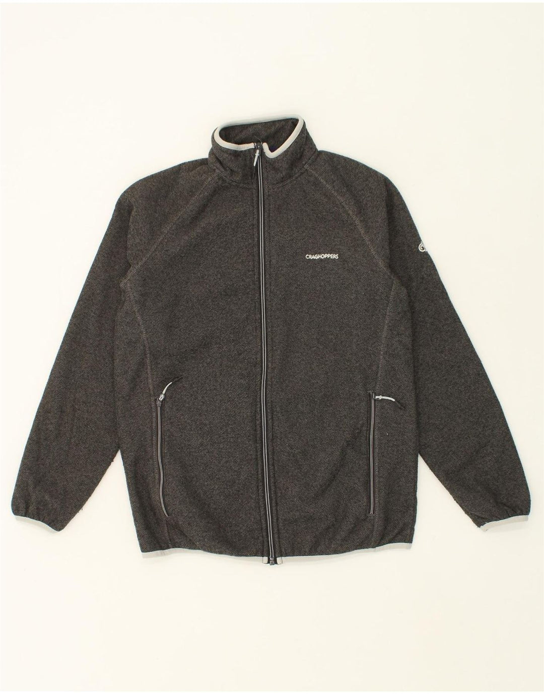CRAGHOPPERS Womens Tracksuit Top Jacket UK 12 Medium Grey Polyester Vintage CRAGHOPPERS and Second-Hand CRAGHOPPERS from Messina Hembry 