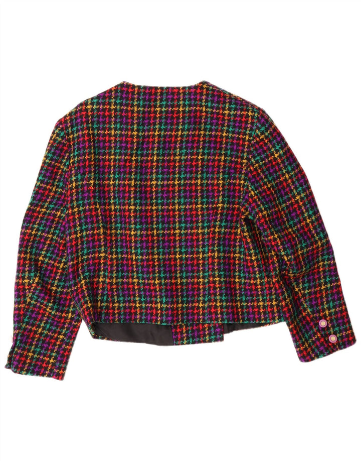 VINTAGE dobbeltradet blazerjakke til kvinder EU 44 XL flerfarvet ternet