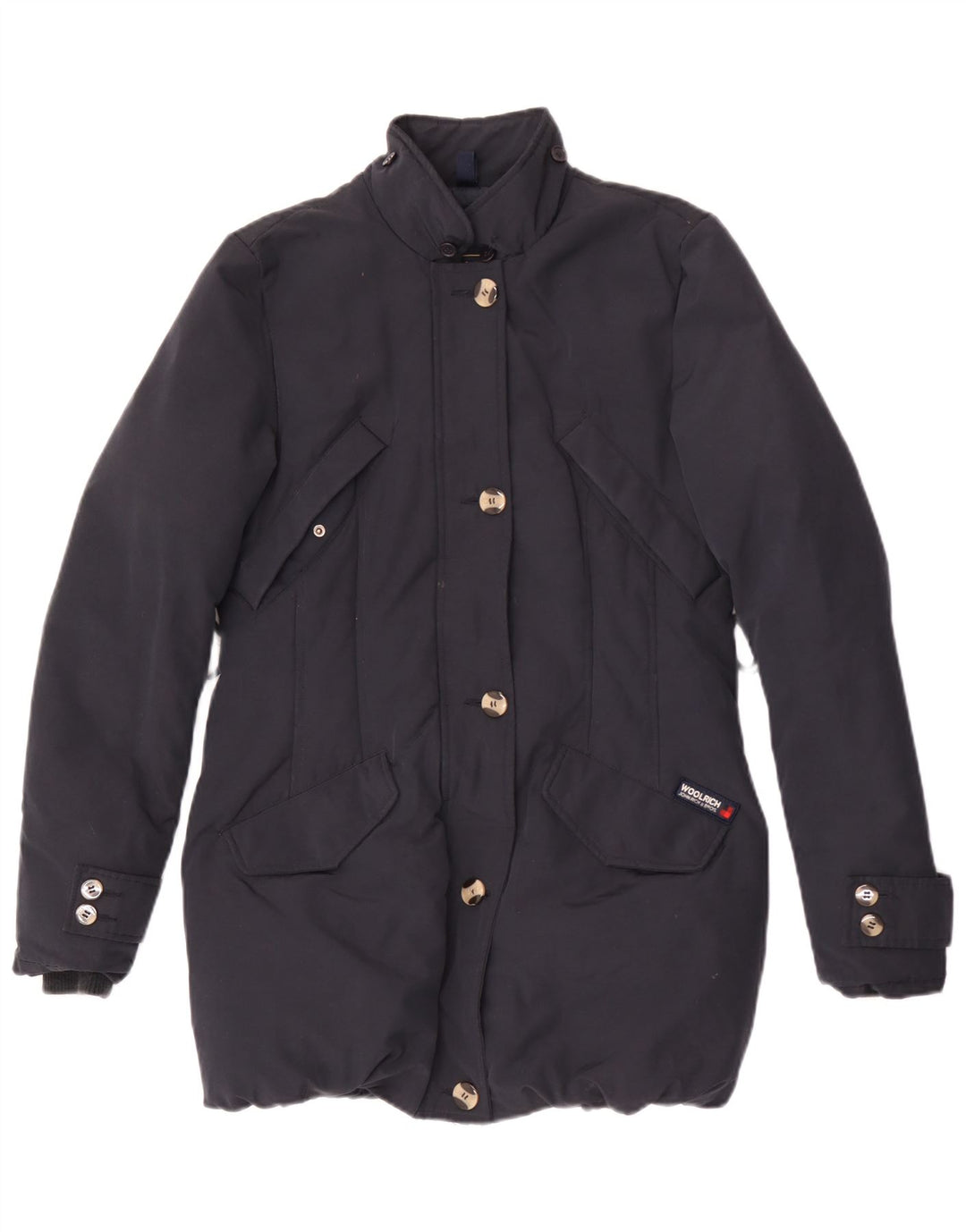 Woolrich Dame Polstret Frakke UK 10 Small Navy Blue Polyamide
