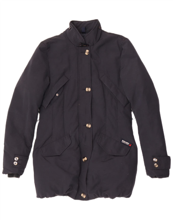 Woolrich Dame Polstret Frakke UK 10 Small Navy Blue Polyamide