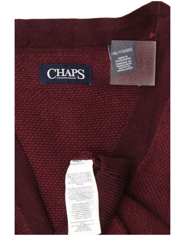Chaps Herre Cardigan Sweater 2XL Bourgogne bomuld
