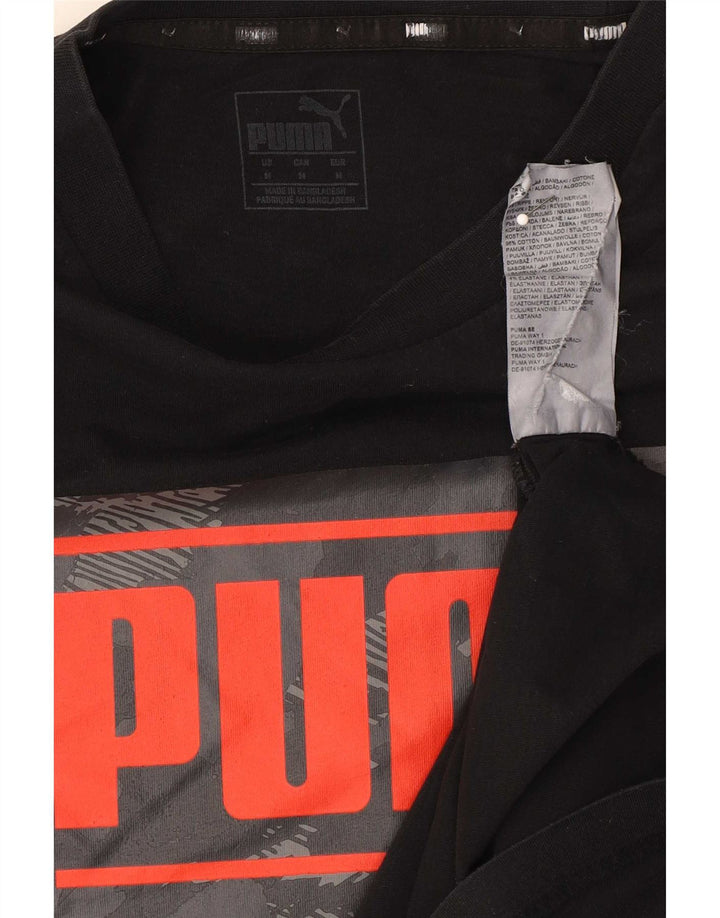 Puma Herre Grafisk T-Shirt Top Medium Sort Bomuld