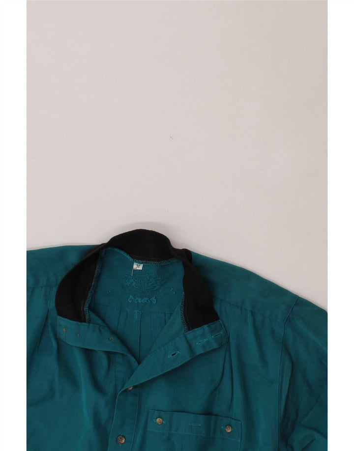 VINTAGE Mens Tall Shirt Medium Green Colourblock Vintage Vintage and Second-Hand Vintage from Messina Hembry 