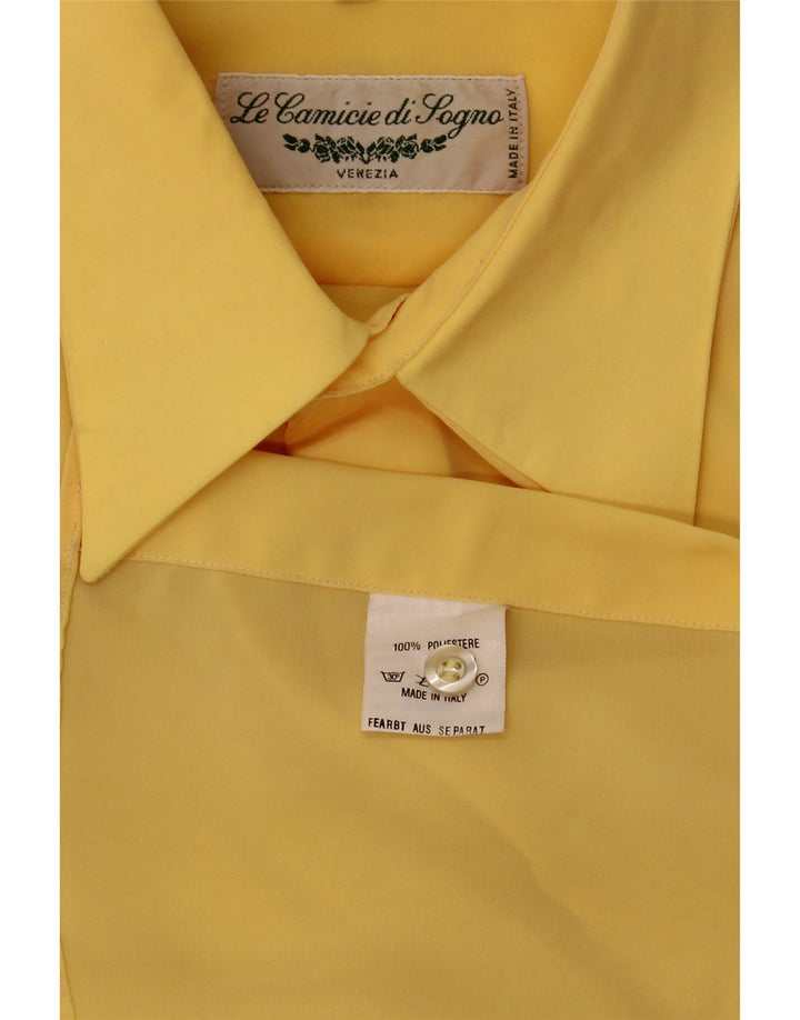 Vintage kortærmet herreskjorte stor gul polyester