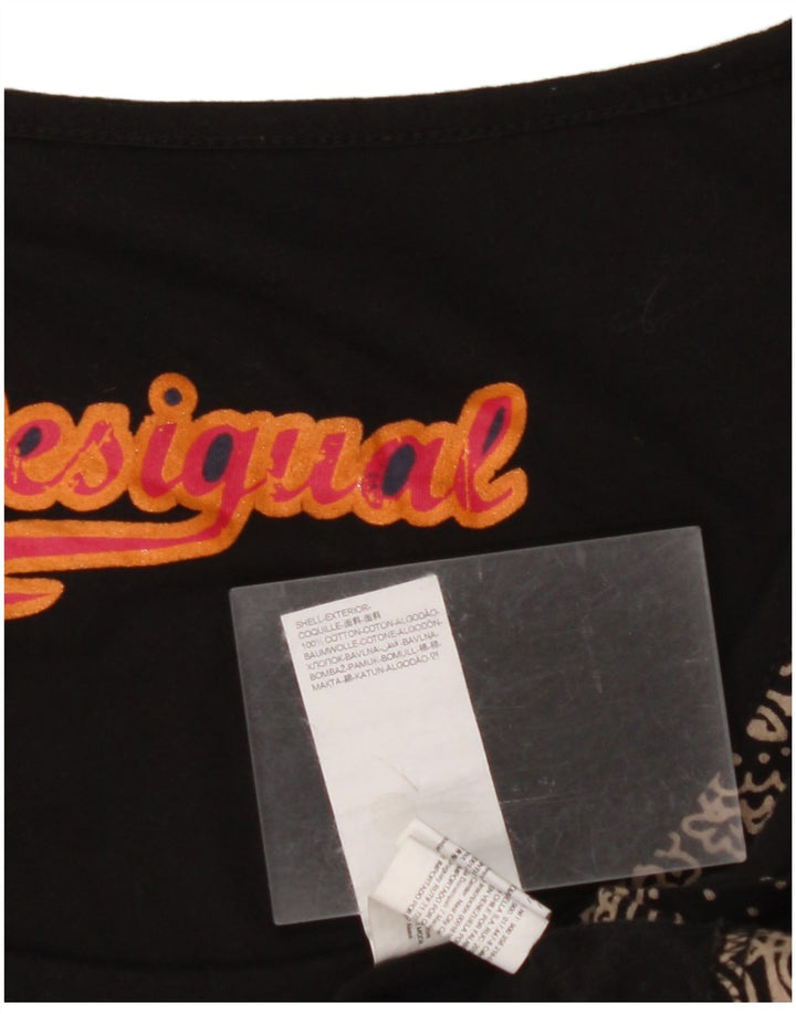 DESIGUAL Kvinders grafisk asymmetrisk kjole UK 14 Medium Sort Paisley