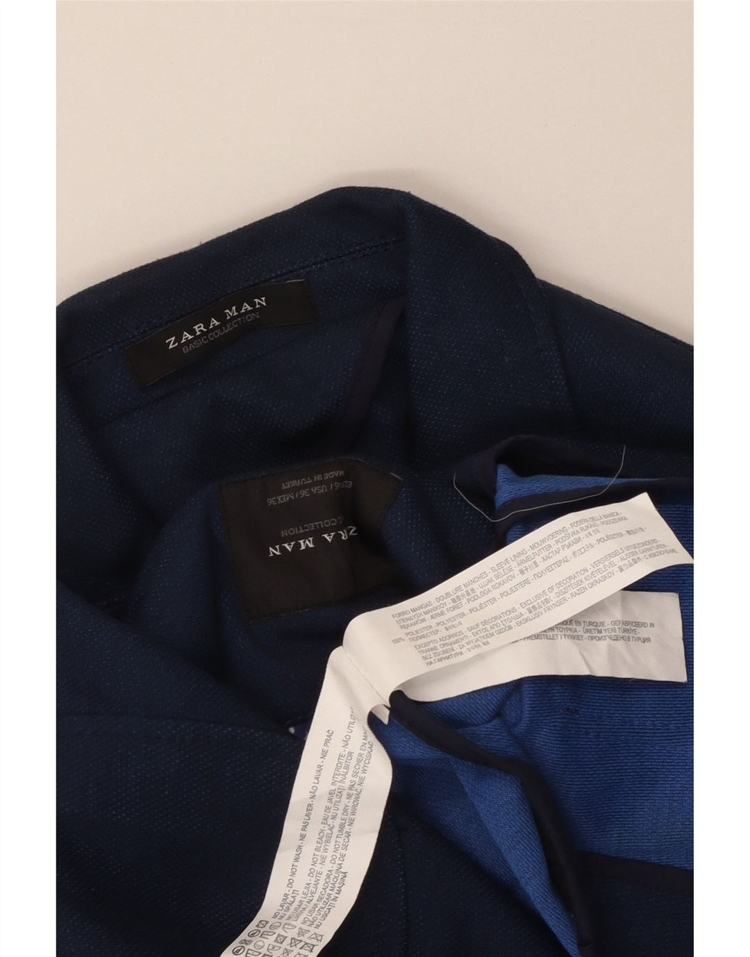 Zara Herre 2-knaps blazerjakke EU 46 Lille marineblå polyester