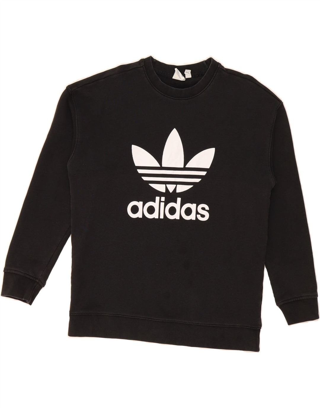 ADIDAS Womens Graphic Sweatshirt Jumper UK 12 Medium Black Cotton Vintage Adidas and Second-Hand Adidas from Messina Hembry 