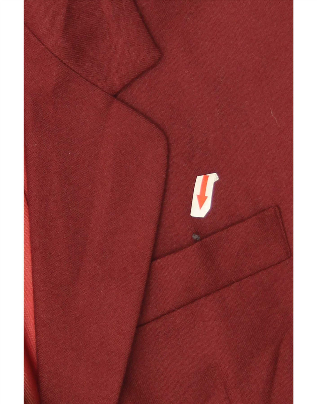 Benetton Dame Crop 2 Button Blazer Jacket IT 44 Medium Burgundy Wool