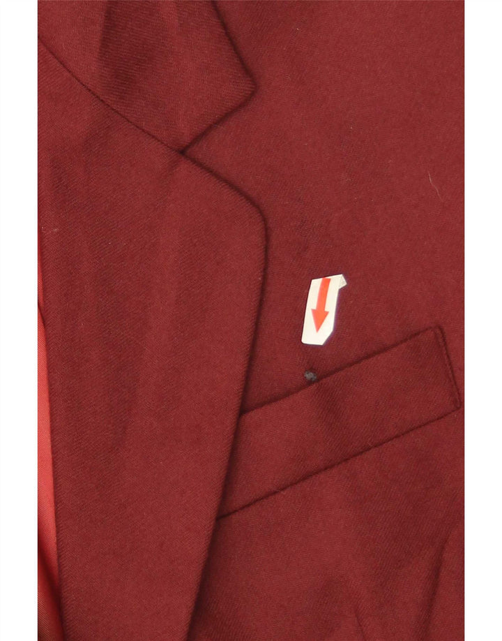 Benetton Dame Crop 2 Button Blazer Jacket IT 44 Medium Burgundy Wool