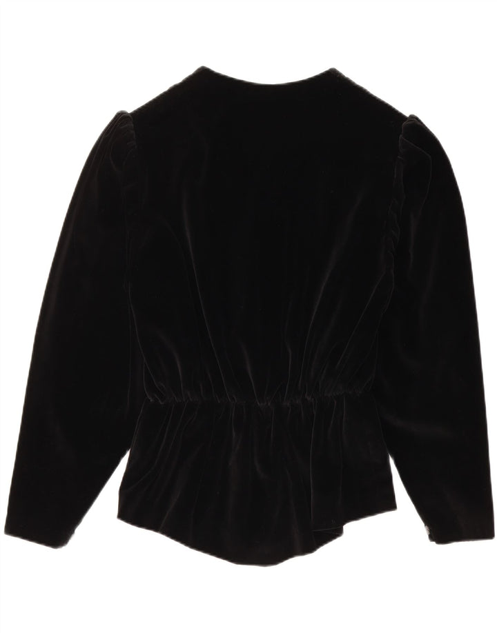 Vintage Dame 3-knaps Velvet Blazer Jacket UK 14 Medium Black