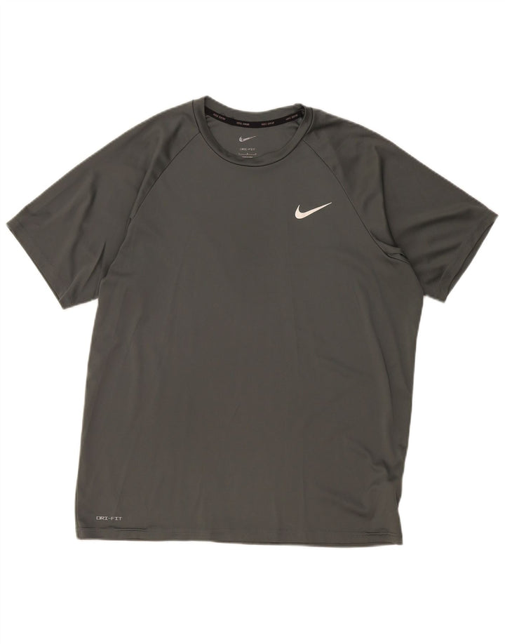 Nike Herre Dri Fit T-Shirt Top Stor Grå Polyester