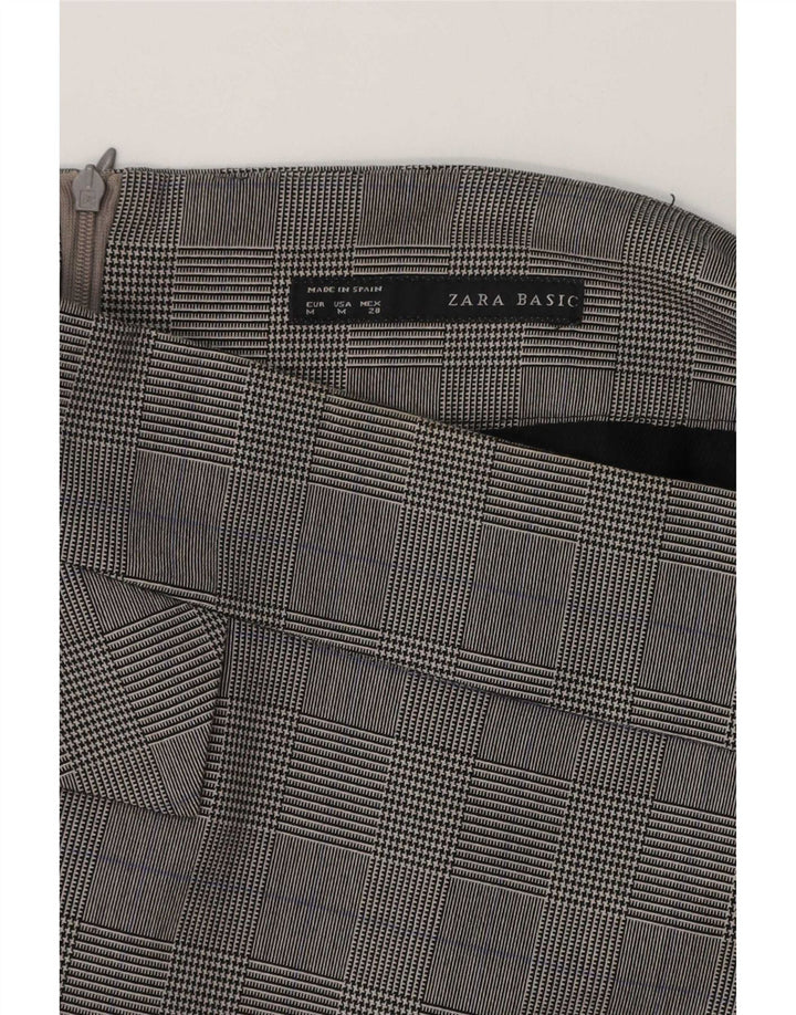 Zara Dame Midi Pencil Skirt Medium W30 Grey Check
