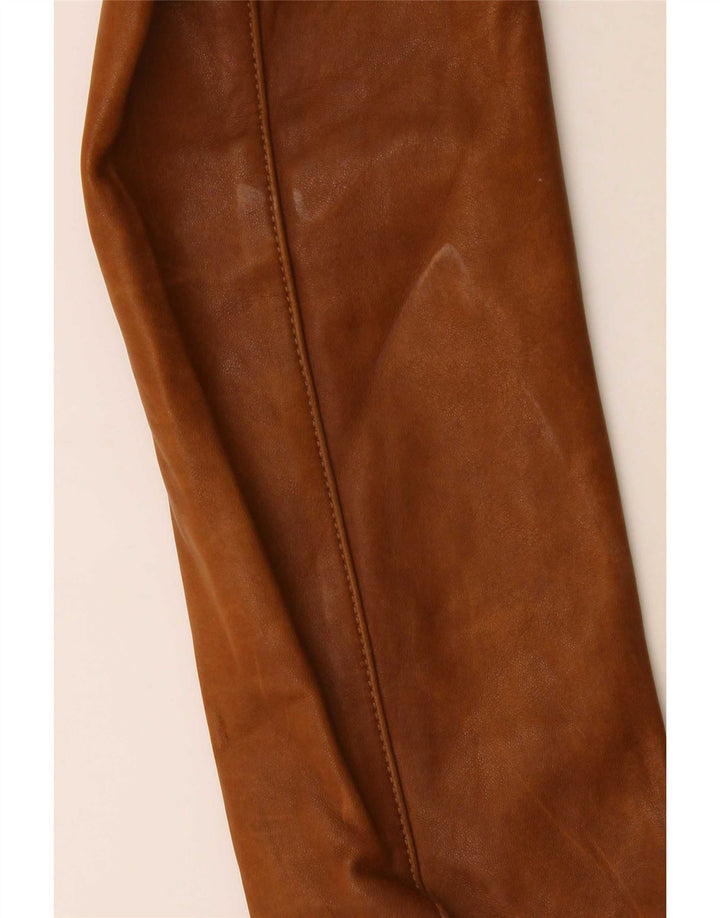 Massimo Dutti Dame 3 Knaps Læder Blazer Jakke UK 8 Lille Brun