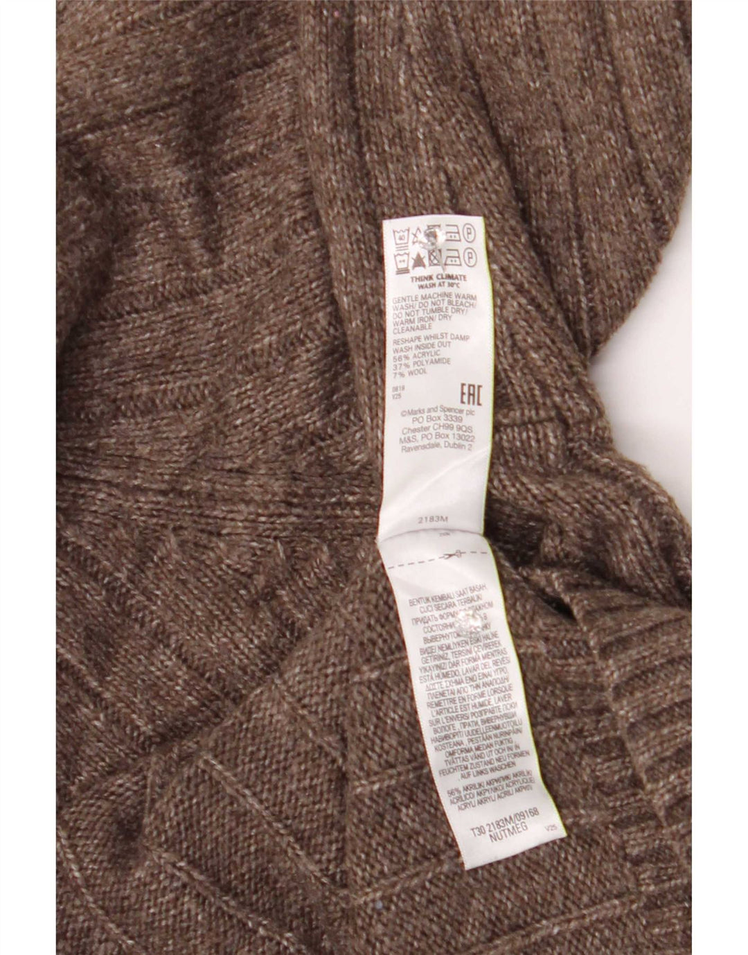 Marks & Spencer Herre rullehals sweater 2XL brun akryl