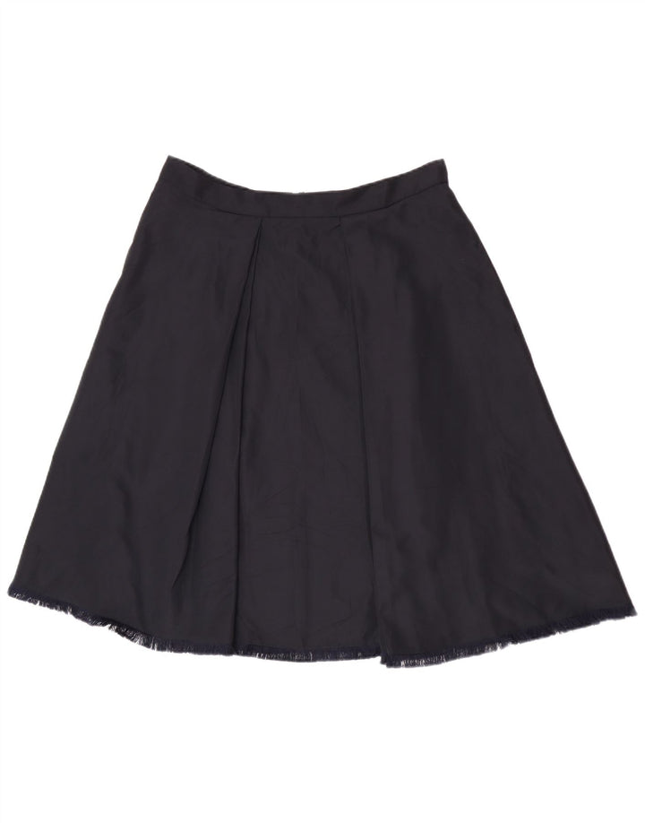 Max Mara kvinders højtaljede A-linje nederdel UK 18 XL W32 marineblå polyester