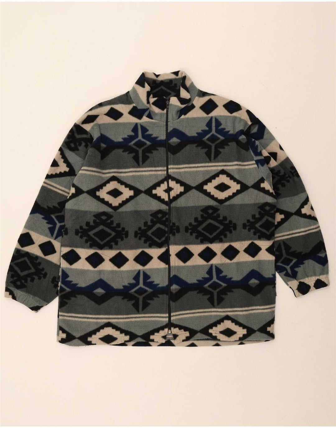 VINTAGE Fleecejakke til mænd UK 42 XL Grå Fair Isle