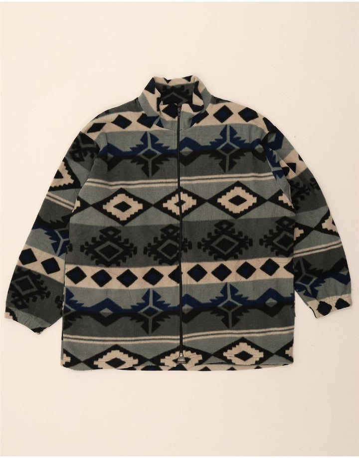 VINTAGE Fleecejakke til mænd UK 42 XL Grå Fair Isle