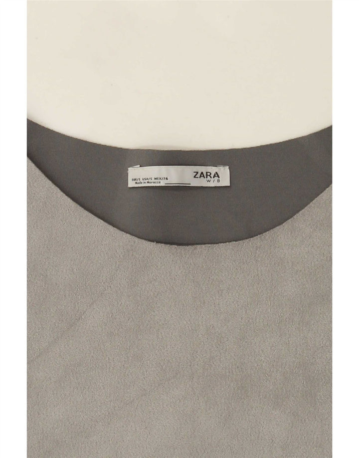 Zara Dame Bluse Top UK 10 Small Grey Colourblock