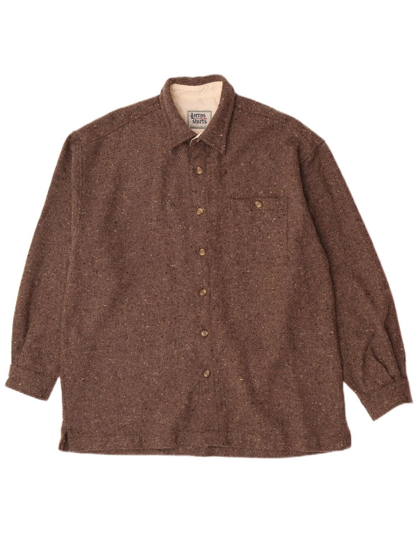 Lerros Herre Overshirt Skjorte XL Brun Flecked Acryl