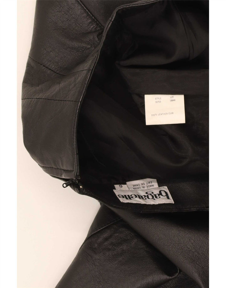 Bagatelle Dame Mini Læder Nederdel UK 6 XS W24 Sort