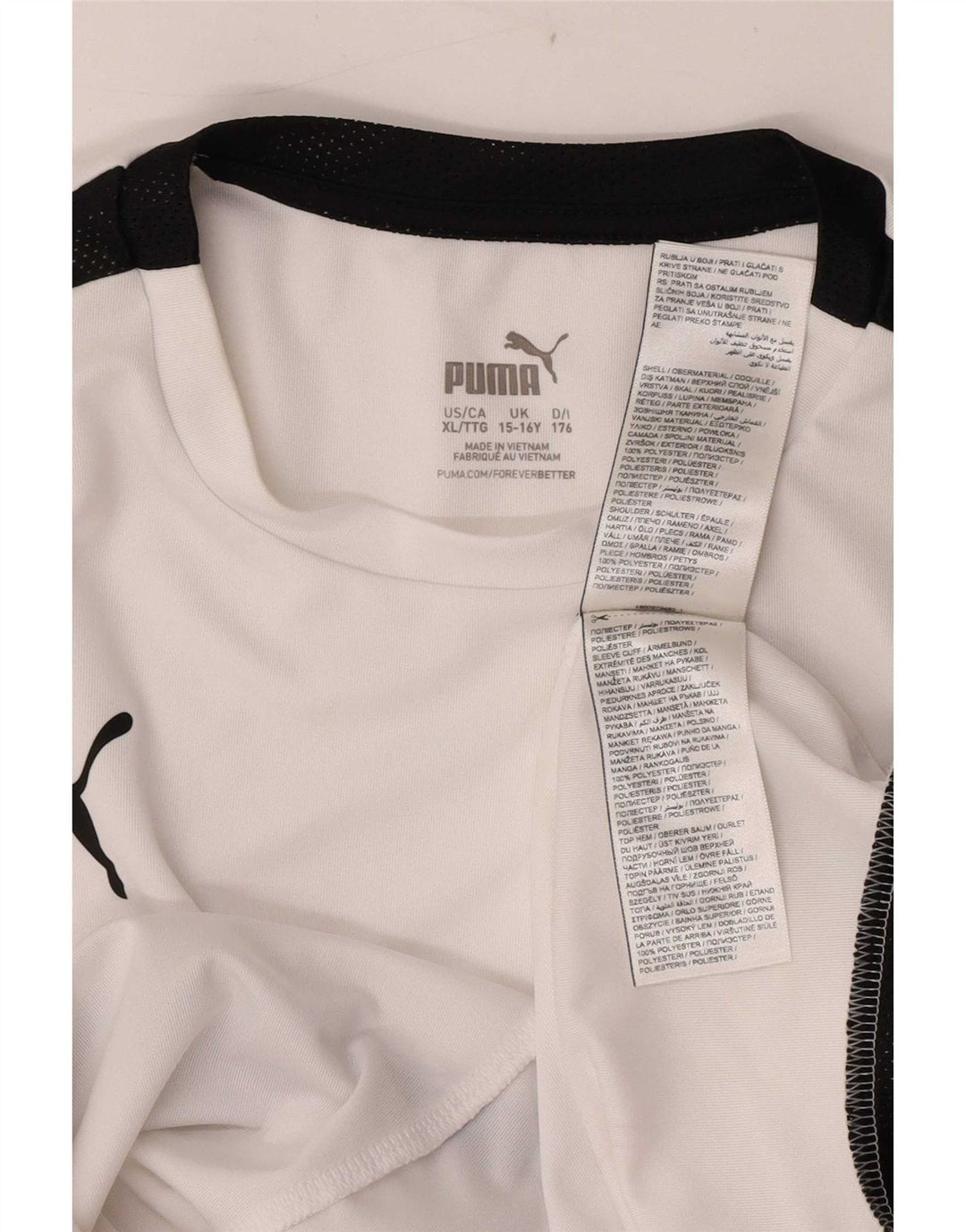 Puma Boys T-Shirt Top 15-16 år Hvid Colourblock Polyester