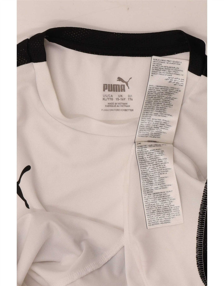 Puma Boys T-Shirt Top 15-16 år Hvid Colourblock Polyester