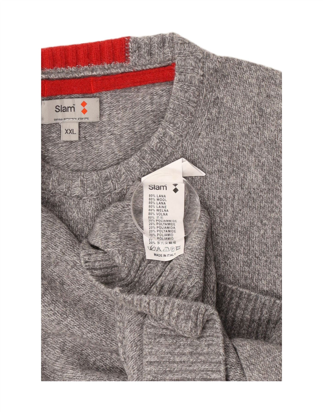 Slam Herre Crew Neck Jumper Sweater 2XL Grå Flecked Wool