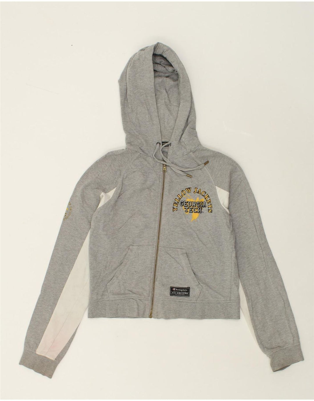 CHAMPION Womens Graphic Crop Zip Hoodie Sweater UK 12 Medium Grey | Vintage Champion | Thrift | Second-Hand Champion | Used Clothing | Messina Hembry 