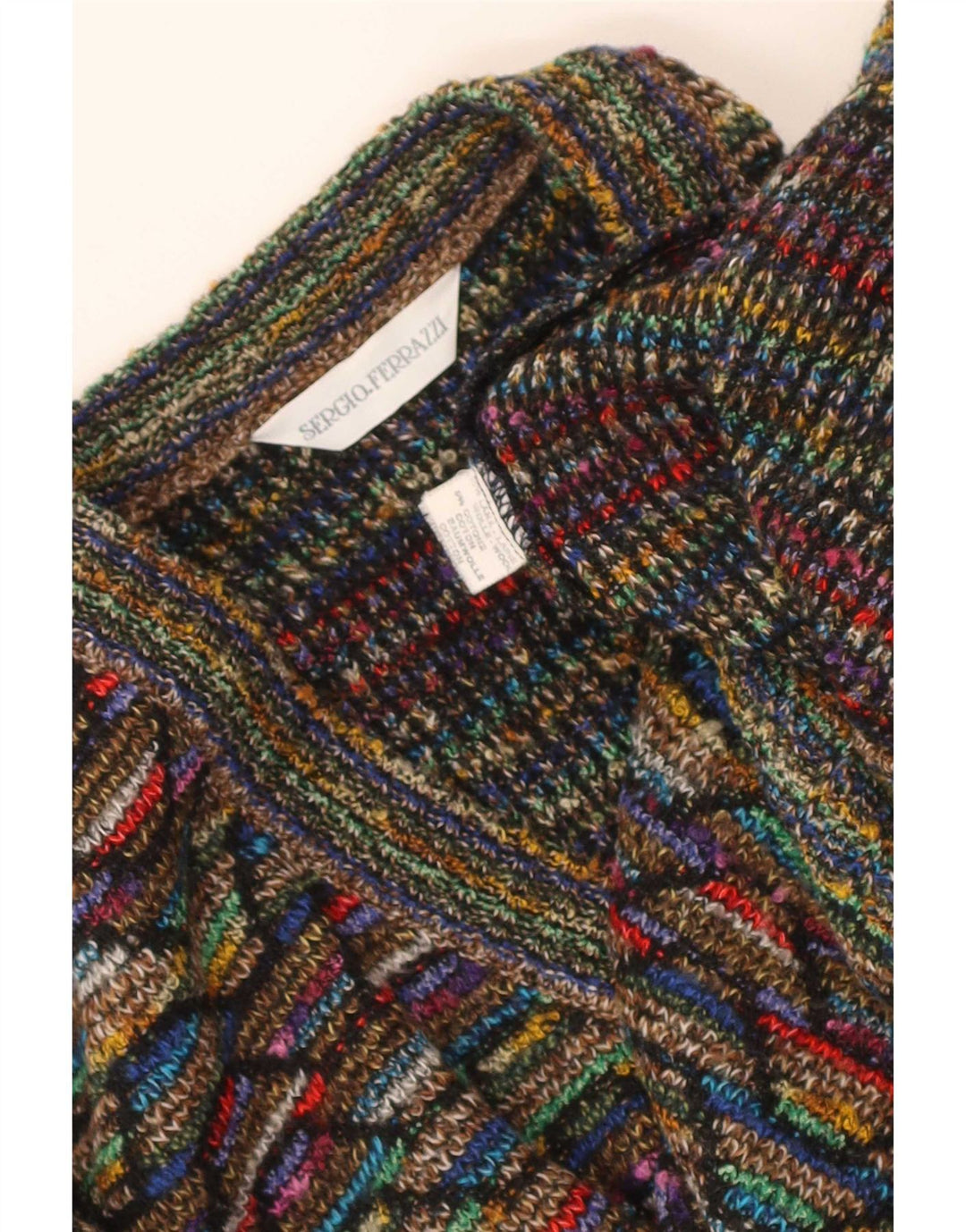 Vintage herre V-hals sweater lille flerfarvet Chevron uld