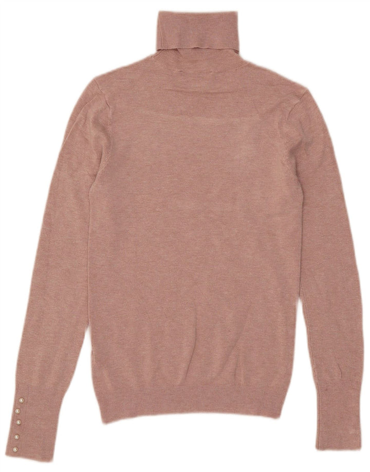 Zara Dame Rullehals Sweater UK 14 Medium Pink Flecked Viscose