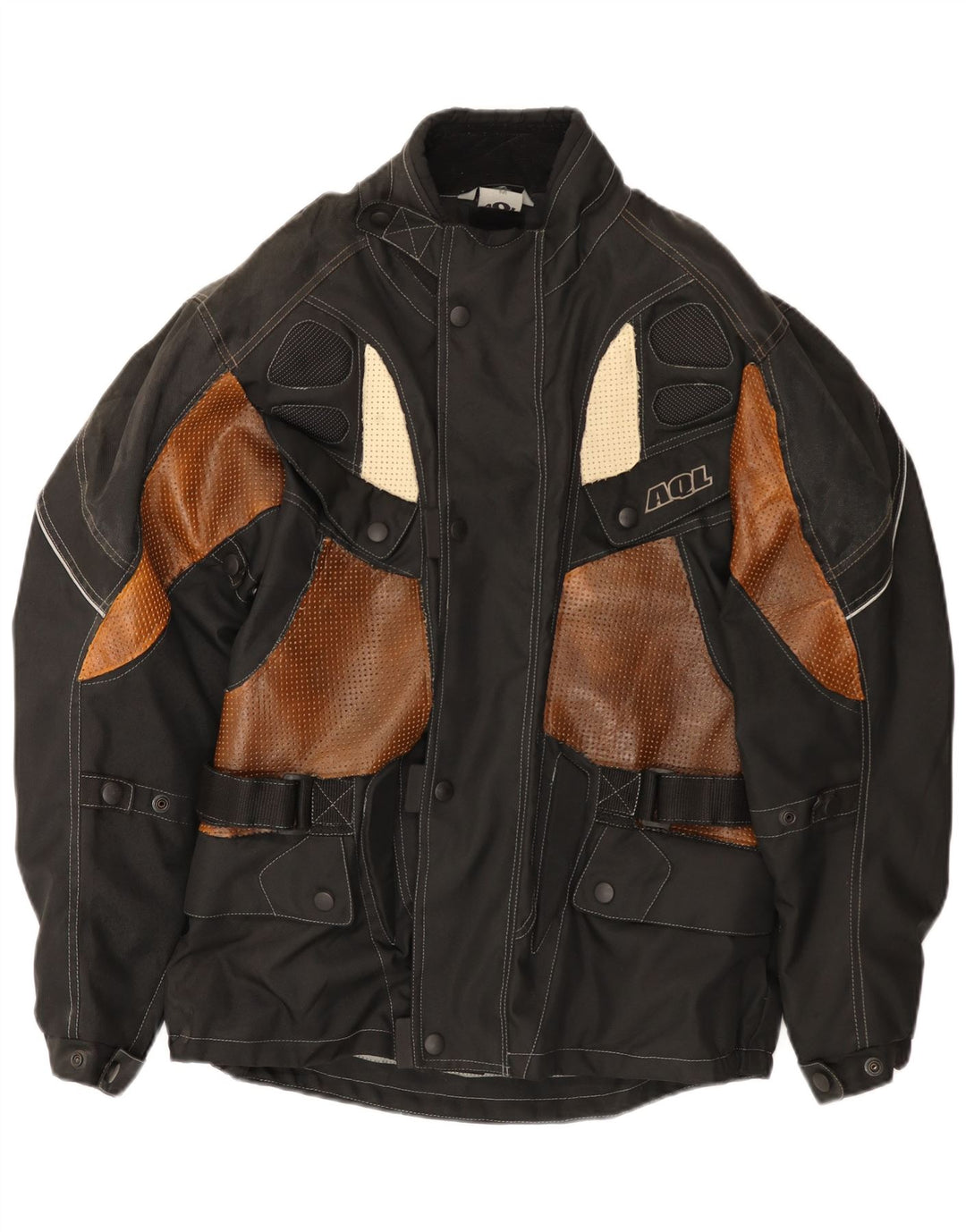 Vintage Herre Motorstyle Racer Jacket UK 38 Medium Sort Colourblock