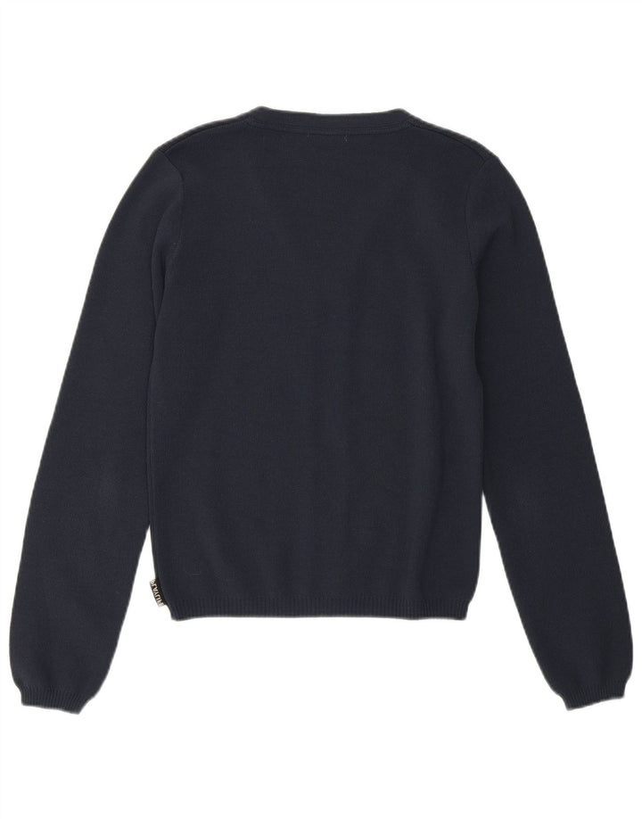 Playlife Womens Crop Cardigan Sweater UK 12 Medium Navy Blue Polyamid