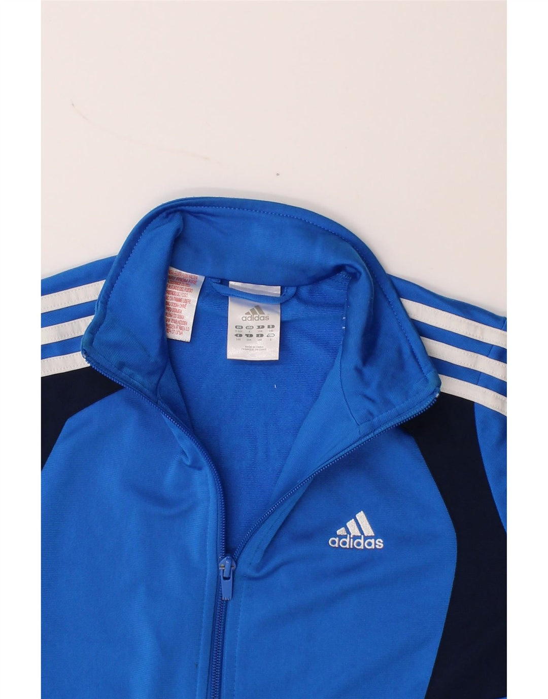 ADIDAS Boys Graphic Tracksuit Top Jacket 9-10 Years Blue Colourblock Vintage Adidas and Second-Hand Adidas from Messina Hembry 